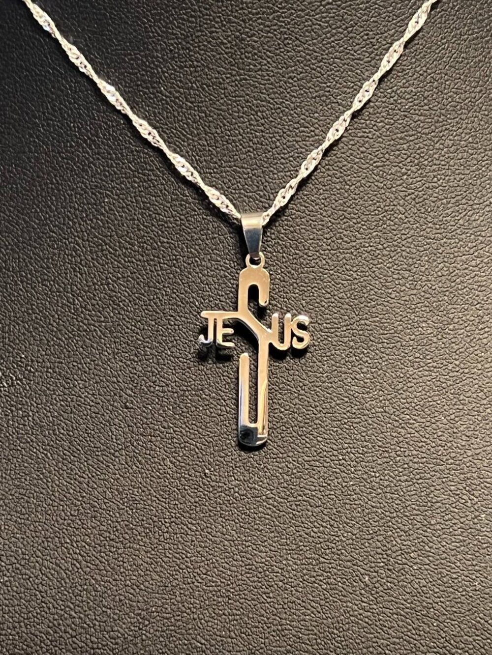 Petite Stainless Steel JESUS Cross Necklace (176)